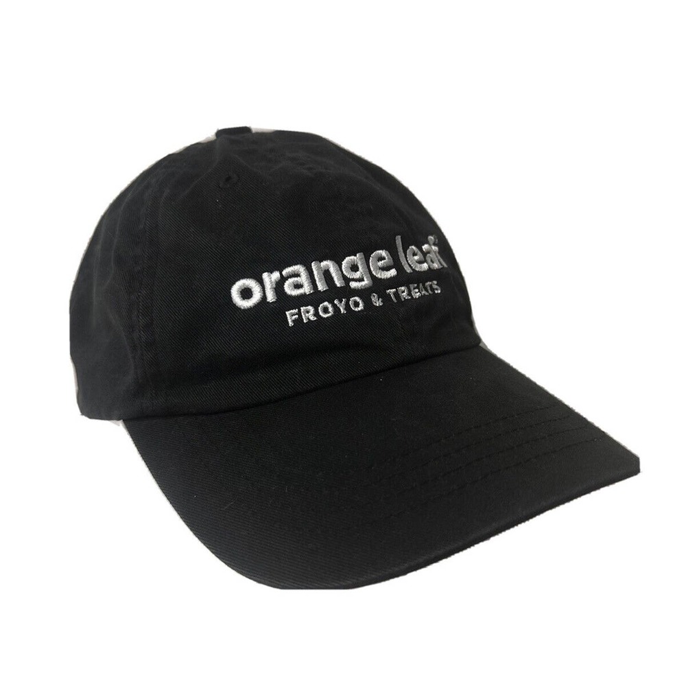 Orange Leaf Froyo & Treats Frozen Yogurt Black White Baseball Cap Hat Adjustable